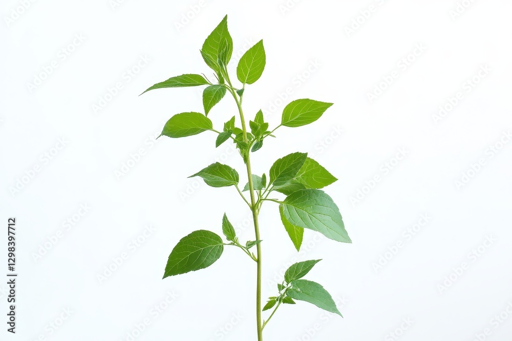 Lush Green Plant Sprout - A vibrant young plant with bright green leaves against a clean white background. Perfect for nature, growth, or spring themes Lush Green Plant Sprout - A vibrant young plant with bright green leaves against a clean white background. Perfect for nature, growth, or spring themes