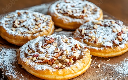 Delicious Apple Fritters with Nuts and Powdered Sugar