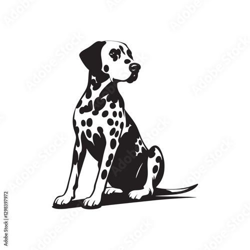 Dalmatian Dog Vector - Dalmatian Dog Silhouette - Dalmatian Dog Illustration.