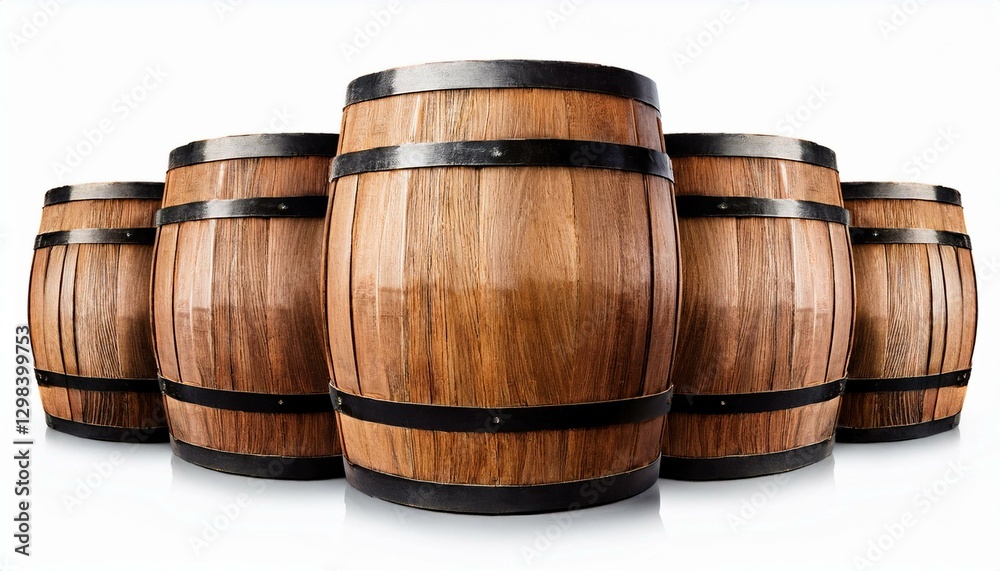 six angle wood barrel cask isolated on white background with clipping path six angle wood barrel cask isolated on white background with clipping path