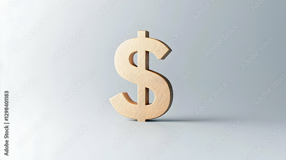 Golden Dollar Sign Isolated On Light Gray Background Representing Financial Concepts Golden Dollar Sign Isolated On Light Gray Background Representing Financial Concepts