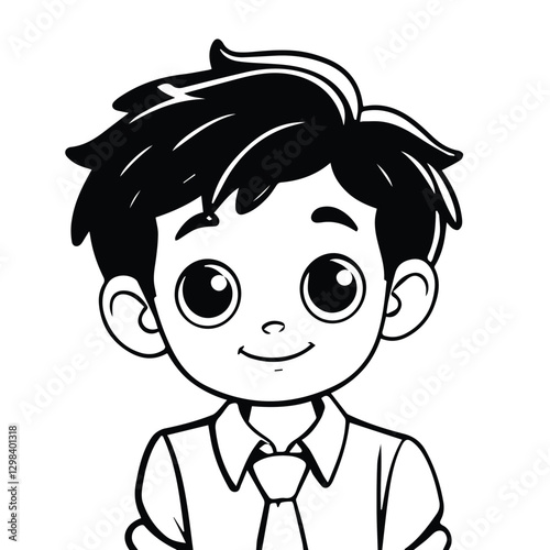 doodle black avatar of  smart boy 