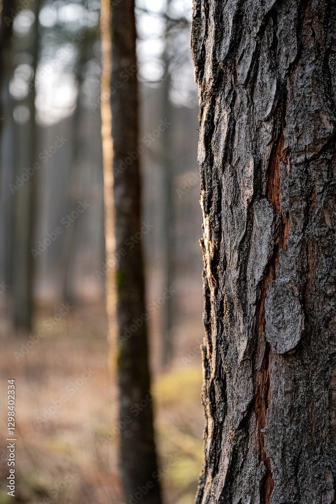 A close-up shot of a tree trunk in a forest setting, highlighting the texture and bark details A close-up shot of a tree trunk in a forest setting, highlighting the texture and bark details