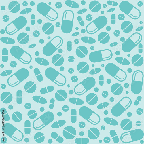 Medicine vintage seamless pattern. Background made from pills and capsules. Vector Illustration