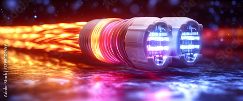 Futuristic Glowing Engine With Neon Colors photo