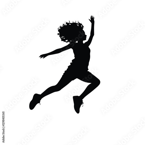black silhouette girl jumping 