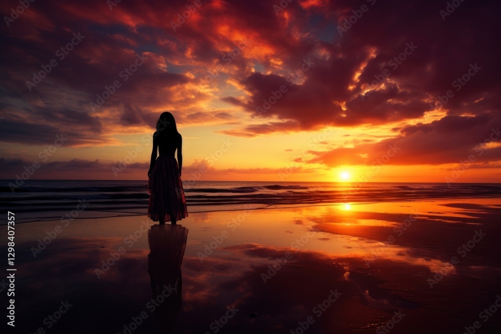 Fototapeta premium Silhouette beach backlighting silhouette.