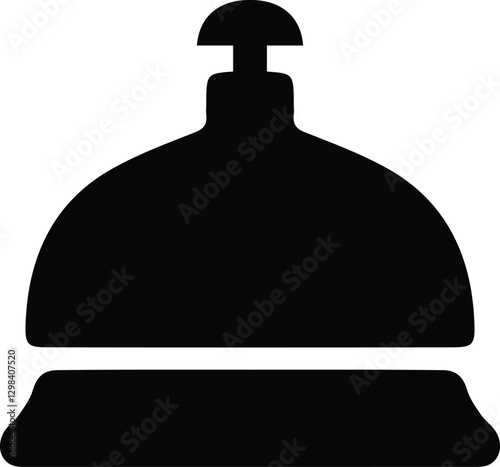Hotel Reception Bell sign symbol logo icon with black color isolated on transparent white background
