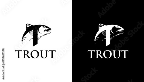 Salmon fish trout silhouette cut out vector logo template