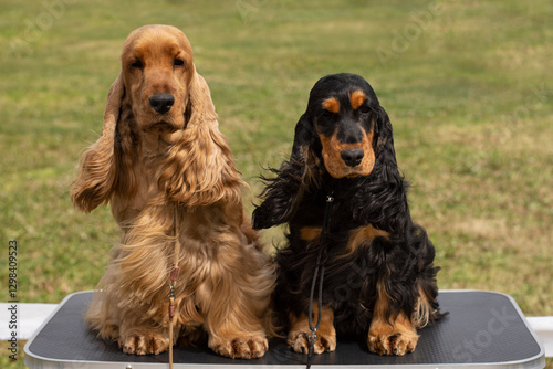 A pair of english cocker spaniels sitting together