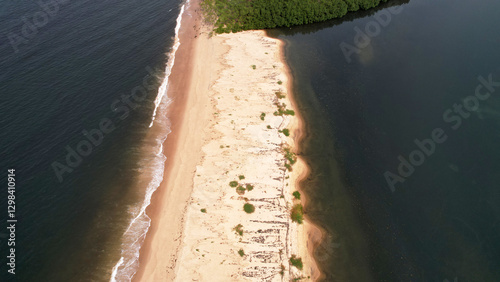 Aerial view of sandbar, Sussex Beach near Freetown, Sierra Leone

