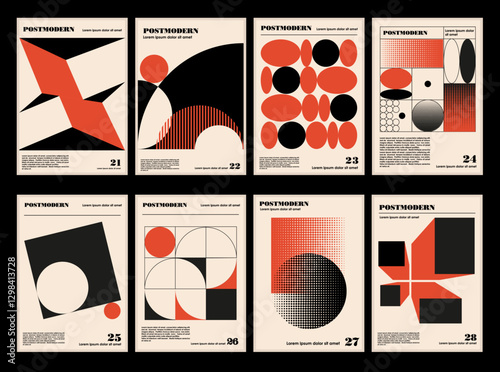 Artworks, posters inspired postmodern of vector abstract dynamic symbols with bold geometric shapes, useful for web background, poster art design, magazine front page, hi-tech print, cover artwork