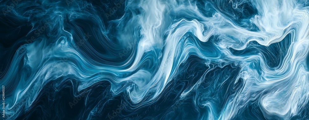 Obraz premium A mesmerizing abstract wave pattern in deep blue and white tones, evoking calmness.