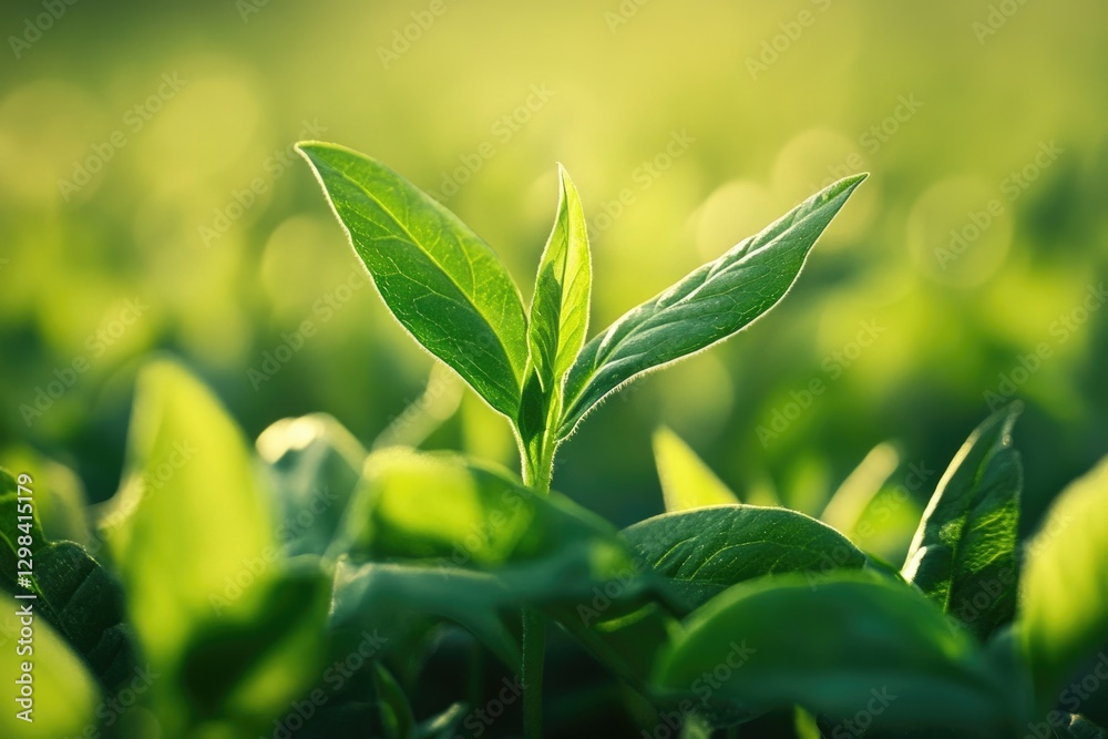 Fototapeta premium A close-up shot of a leafy plant growing in an open field