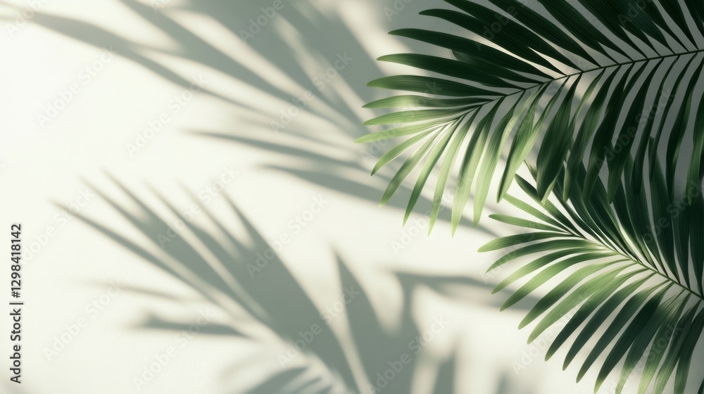 Obraz premium Minimal Sleek 3D Rendering of Tropical Leaf with Soft Shadows