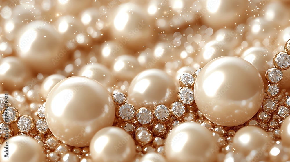 A close-up view of lustrous pearls and gems creating an elegant and luxurious visual effect. A close-up view of lustrous pearls and gems creating an elegant and luxurious visual effect.
