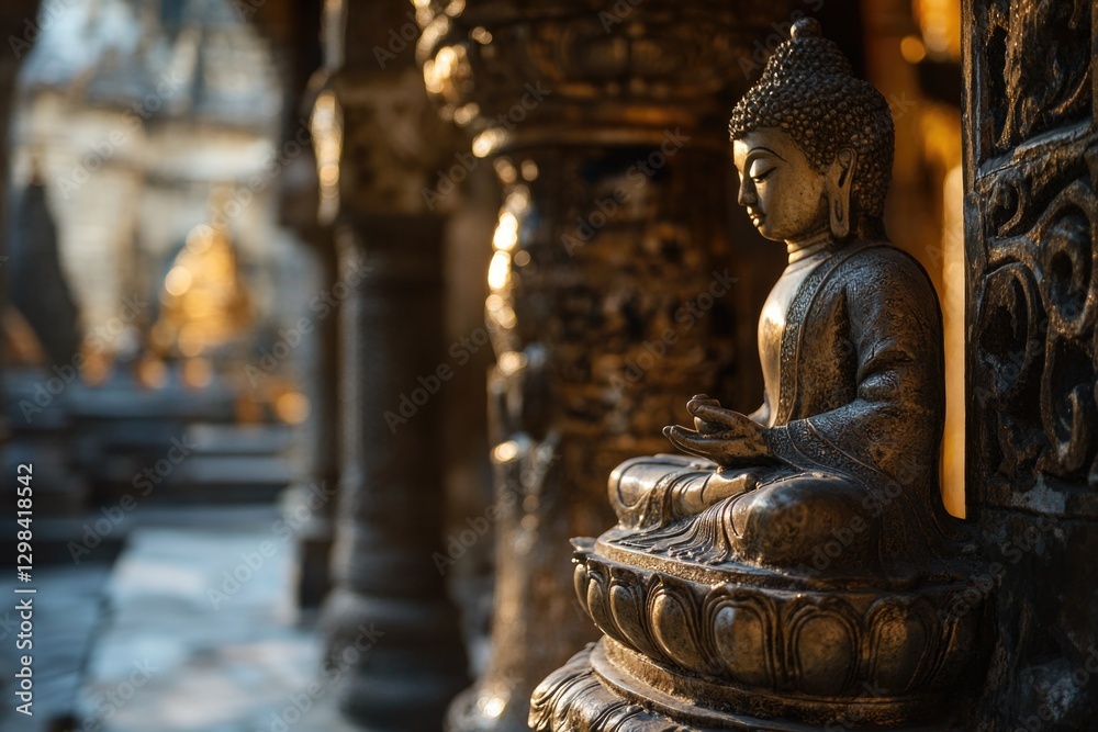 Fototapeta premium A statue of a person sitting on a pedestal, perfect for decorative or artistic use
