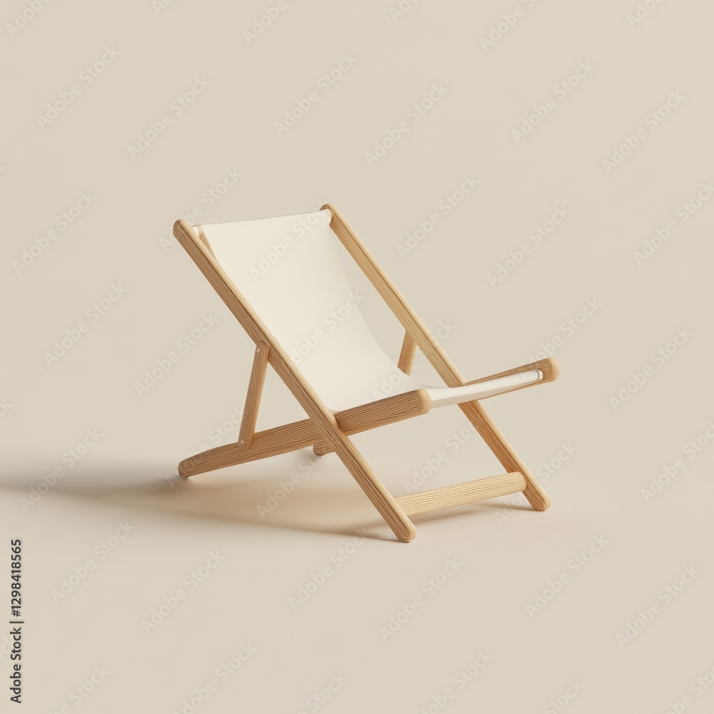 Sleek and Stylish 3D Beach Chair Icon on Neatly Placed Background Sleek and Stylish 3D Beach Chair Icon on Neatly Placed Background