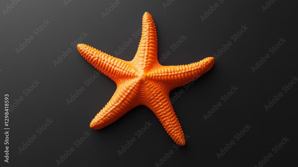Bright Orange 3D Starfish Icon with Smooth Texture on Dark Background Bright Orange 3D Starfish Icon with Smooth Texture on Dark Background