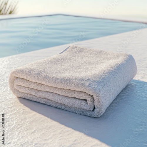Clean and Simple 3D Render of a Folded Beach Towel by Poolside