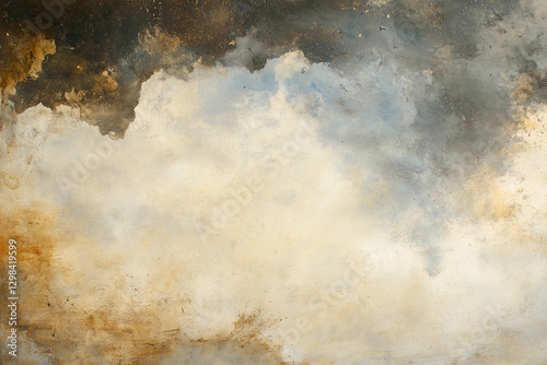 Obraz na płótnie soft, textured wall featuring blend of earthy tones and cloudy patterns creates serene atmosphere. natural hues evoke sense of calm and tranquility w salonie