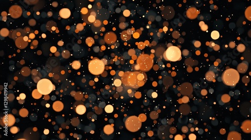 Abstract Background of Golden and Orange Bokeh Circles in Motion