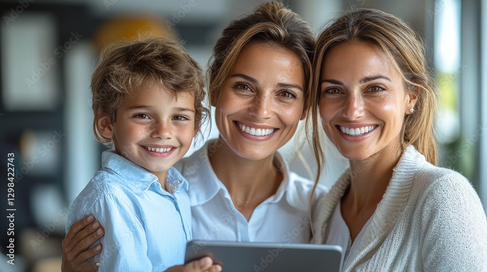 Happy family portrait with tablet Happy family portrait with tablet