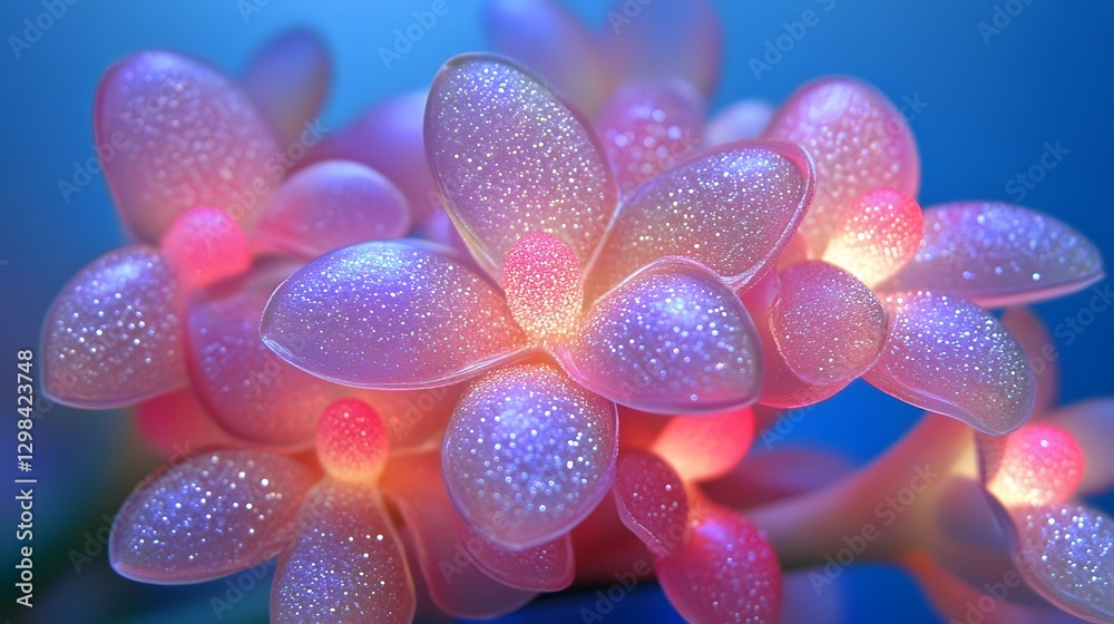 Sparkling Pink Glitter Flowers Close Up Macro Shot