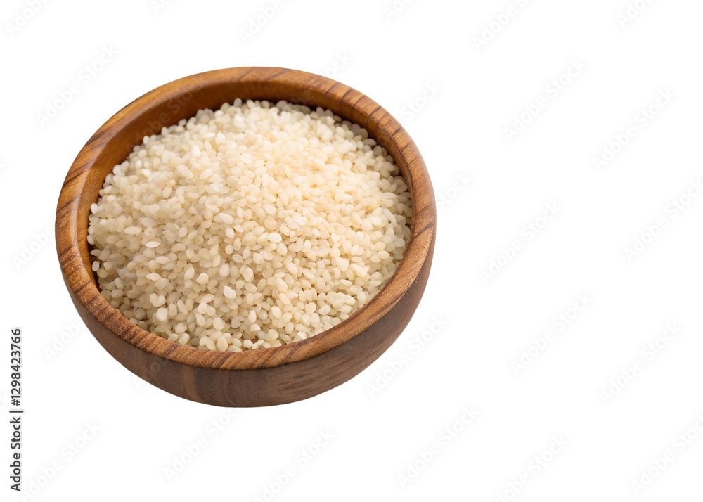 rice grains in wooden bowl isolated on transparent background png rice grains in wooden bowl isolated on transparent background png