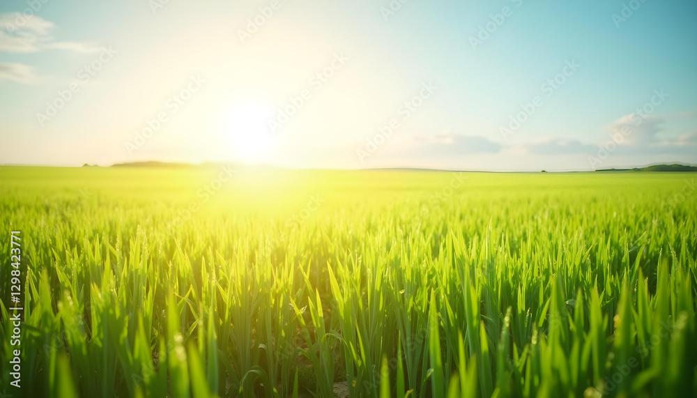 A Vast Expansive Grass Field Bathed in Golden Sunlight Under a Clear Blue Sky with Gentle Breezes and Scattered Wildflowers
A Vast Expansive Grass Field Bathed in Golden Sunlight Under a Clear Blue Sky with Gentle Breezes and Scattered Wildflowers