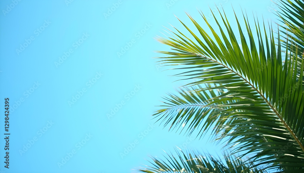 Palm Leaves Silhouetted Against a Vibrant Blue Sky with Gentle Sunlight Filtering Through the Fronds
Palm Leaves Silhouetted Against a Vibrant Blue Sky with Gentle Sunlight Filtering Through the Fronds