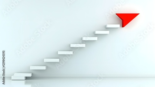 Ascending Staircase of Progress and Ambition An Inspiring Abstract 3D Depicting the Journey Towards Success and Achieving the Next Milestone