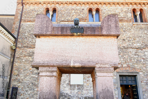 View of the tomb of Francesco Petrarca located in Arqua Petrarca, Padua, Italy