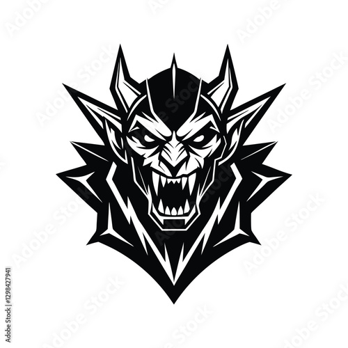 Demon face illustration silhouette isolated on white background