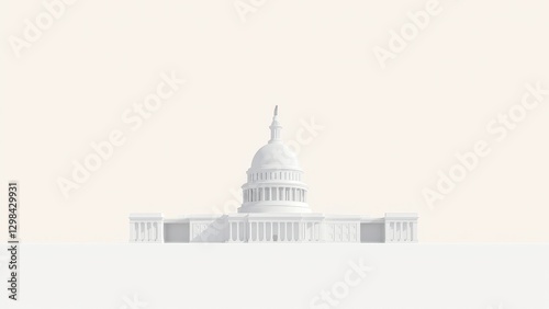 Wallpaper Mural Capitol Building, Minimalist Capitol dome isolated against white bold geometric lines bright colors. Torontodigital.ca