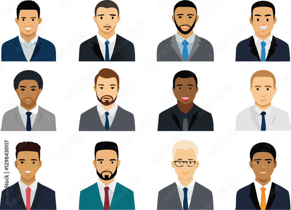 People Icons Set. Team Concept. Diverse business men and women avatar icons. Vector illustration of flat design people characters. People Icons Set. Team Concept. Diverse business men and women avatar icons. Vector illustration of flat design people characters.