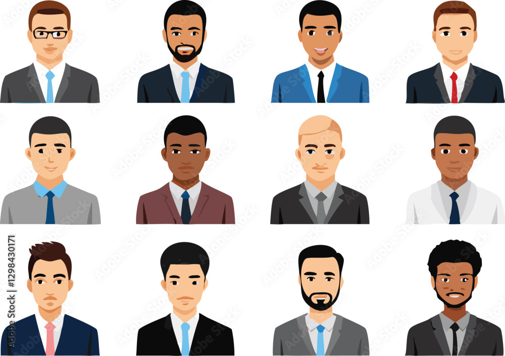 People Icons Set. Team Concept. Diverse business men and women avatar icons. Vector illustration of flat design people characters. People Icons Set. Team Concept. Diverse business men and women avatar icons. Vector illustration of flat design people characters.