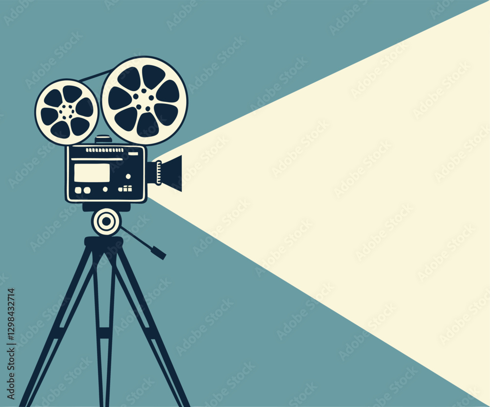 Obraz premium Retro cinema projector on poster. Vector