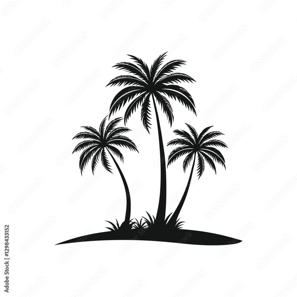 Fototapeta premium Palm trees silhouette isolated on white background