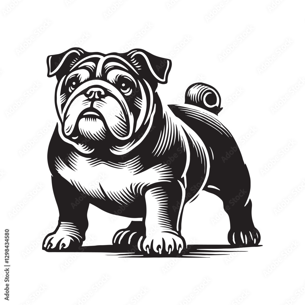 Fototapeta premium English Bulldog Vector - Minimalist English Bulldog Silhouette - English Bulldog Illustration.