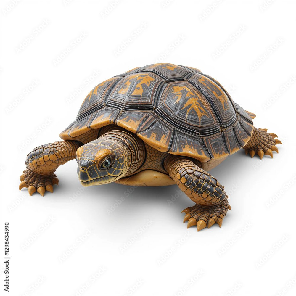 Obraz premium Closeup of a YellowFooted Tortoise on White Background