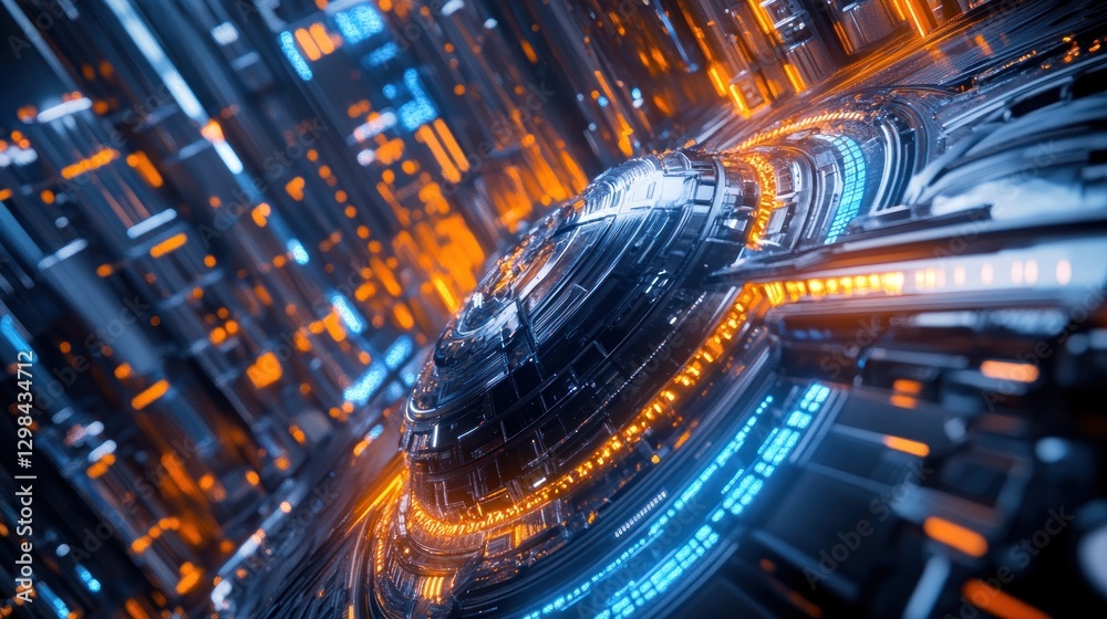 Abstract Futuristic Machine: A Cyberpunk Digital Sphere Abstract Futuristic Machine: A Cyberpunk Digital Sphere