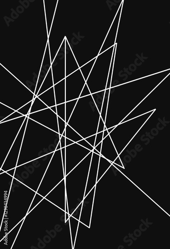 Canvas Print Haphazard white fine lines on black background