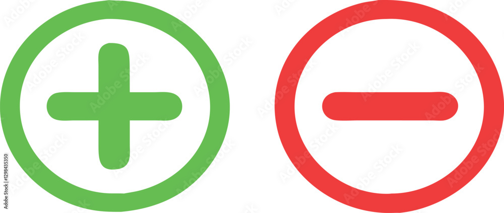 Obraz premium Plus and minus sign set. Vector 