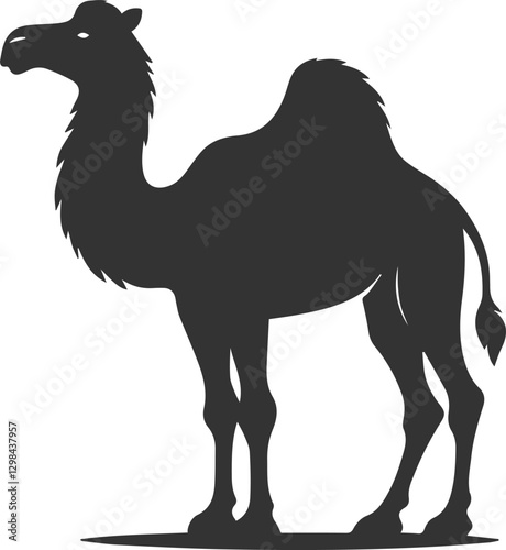 Camel standing still with head slightly turned animal silhouette
