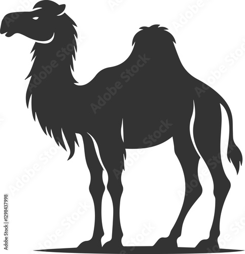 Camel standing still with head slightly turned animal silhouette