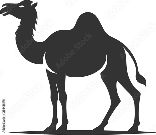 Camel standing still with head slightly turned animal silhouette