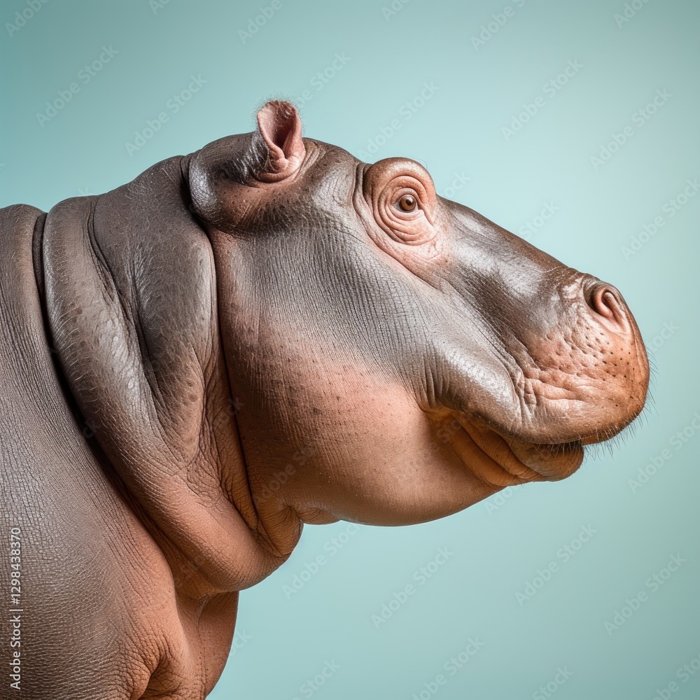Naklejka premium Majestic hippo profile portrait