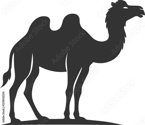 Camel standing still with head slightly turned animal silhouette