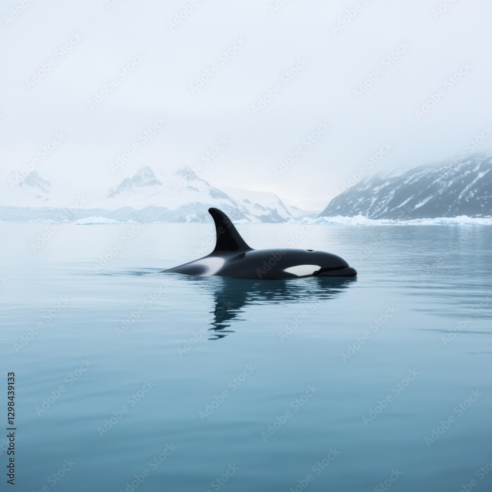 Naklejka premium Orca Swimming in Cold Waters